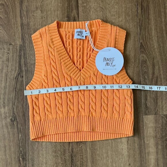 NEW Princess Polly Sydney Cropped Orange Sweater Vest Sz XS/S - Picture 6 of 10